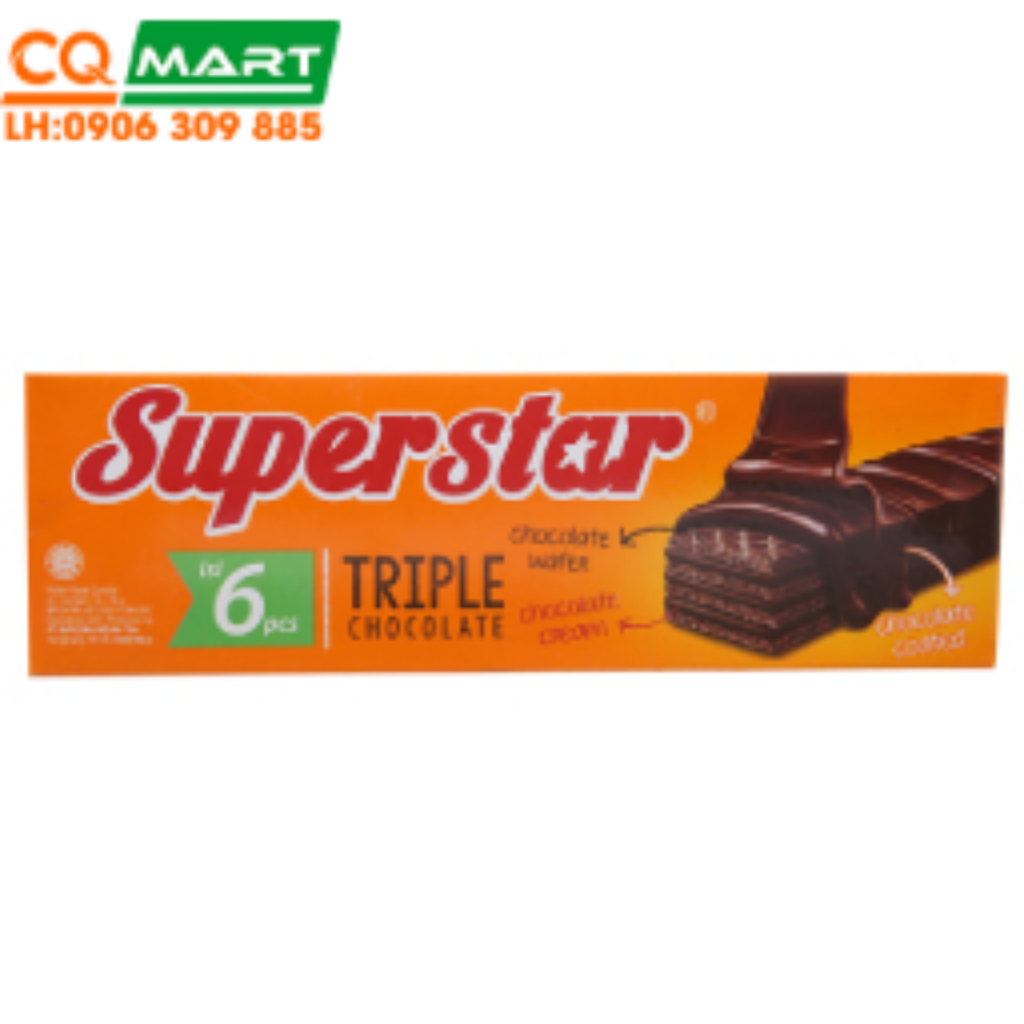 CQ Mart Food Wine Bánh Xốp Phủ Socola Super Star 96g