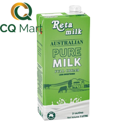 Sữa Tươi Tiệt Trùng Nguyên Chất Reta Milk Ít Đường Hộp 1L