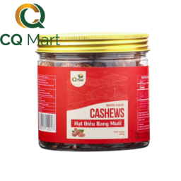 Hạt Điều Rang Củi Vỏ Lụa CQ Food 200g - Hũ Nhựa Tem Đỏ